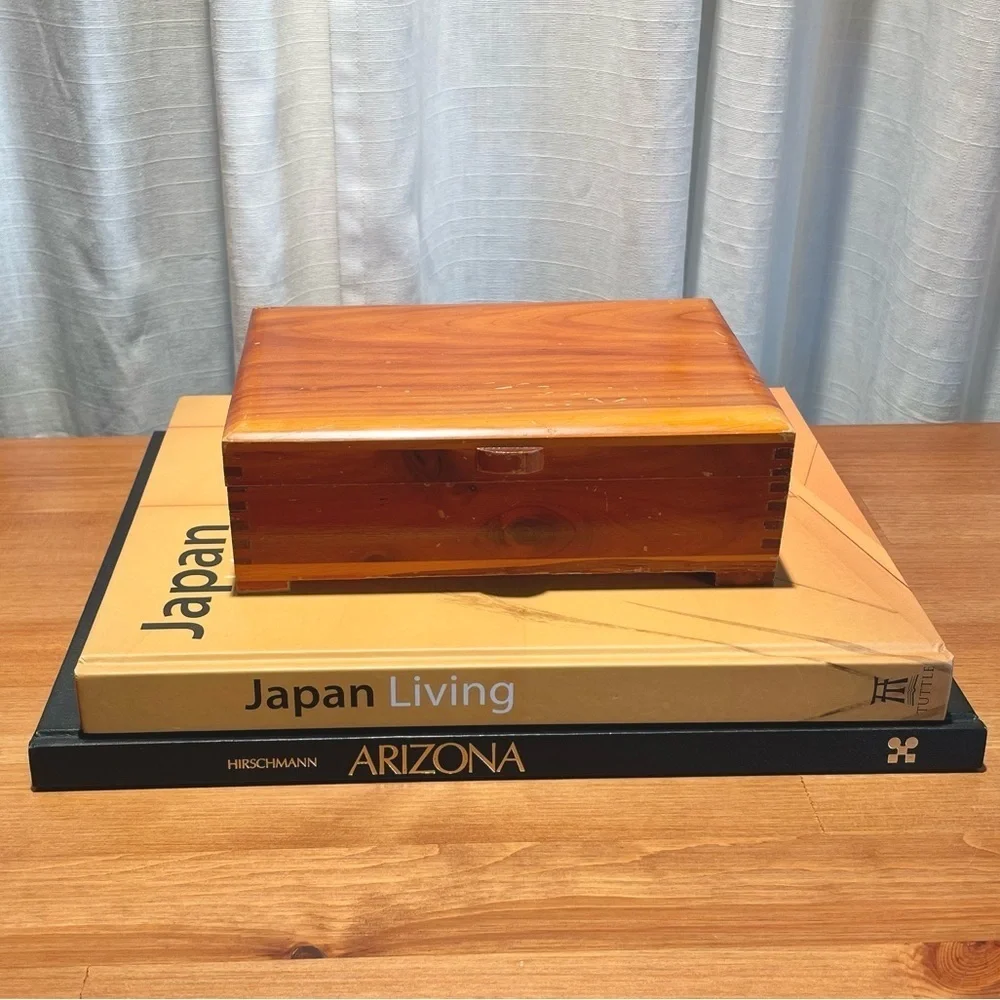 VTG Holme Gaard Dovetail Cedar Footed Wood Box Brass Hinged Linens Copenhagen